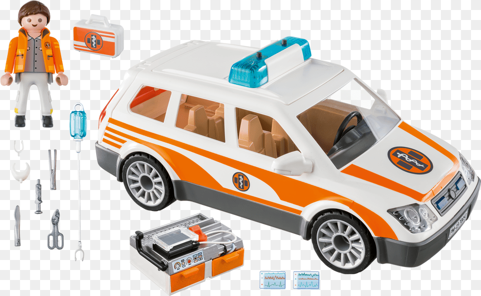 Emergency Car With Siren Playmobil Usa Playmobil Vehicle, Van, Transportation, Ambulance Png