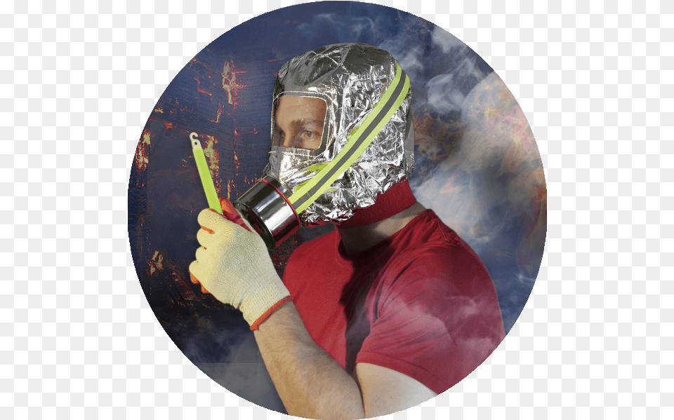 Emergency Fire Set For A Safe Escape Gas Mask, Aluminium, Adult, Person, Man Free Png