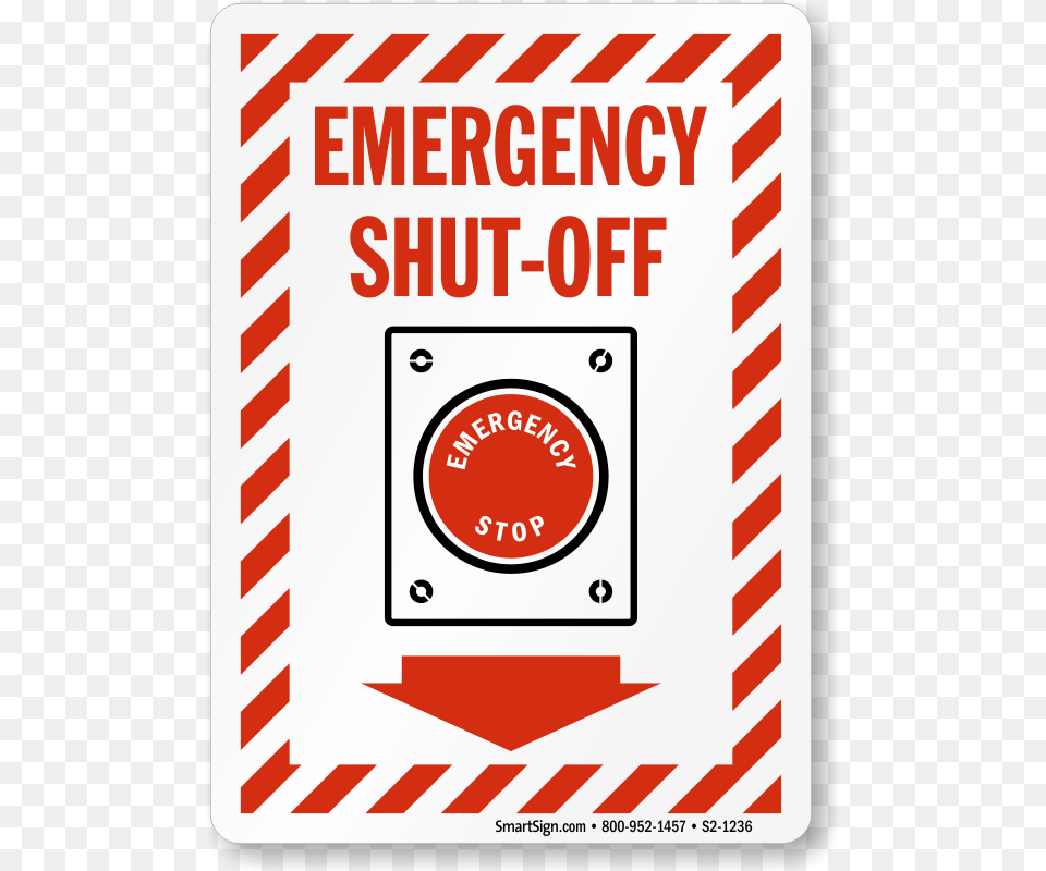 Emergency Shut Off Stripped Border Sign Sku, First Aid, Airmail, Envelope, Mail Png Image