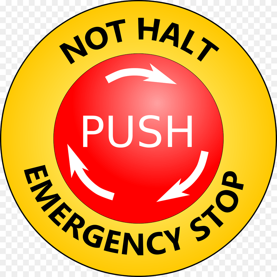 Emergency Stop Pushbutton Button Arret D Urgence, Badge, Logo, Symbol, Sign Free Png Download