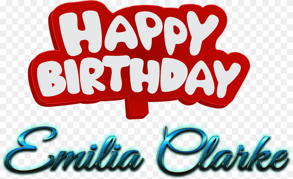 Emilia Clarke Happy Birthday Name Logo Calligraphy, Light, Text Png Image