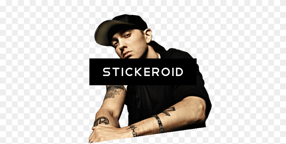 Eminem Eminem Pose Button Badge 25mm, Tattoo, Skin, Person, Hat Free Transparent Png