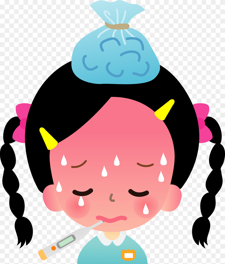 Emma Girl Is Sick With Fever And Cold Clipart, Person, People, Face, Head Png