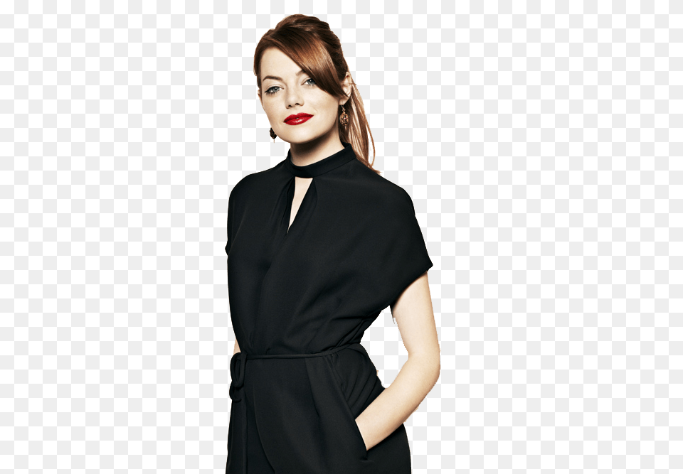Emma Stone Black Dress Transparent, Adult, Portrait, Photography, Person Free Png Download