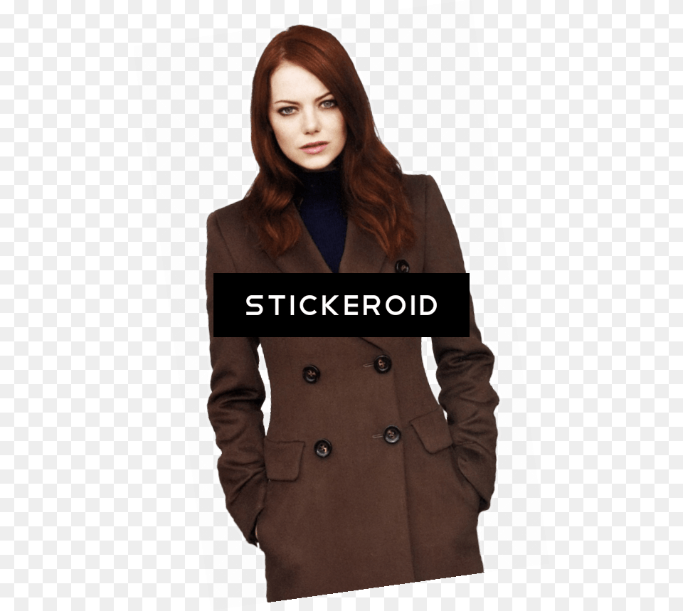 Emma Stone Overcoat, Adult, Person, Woman, Female Free Png Download