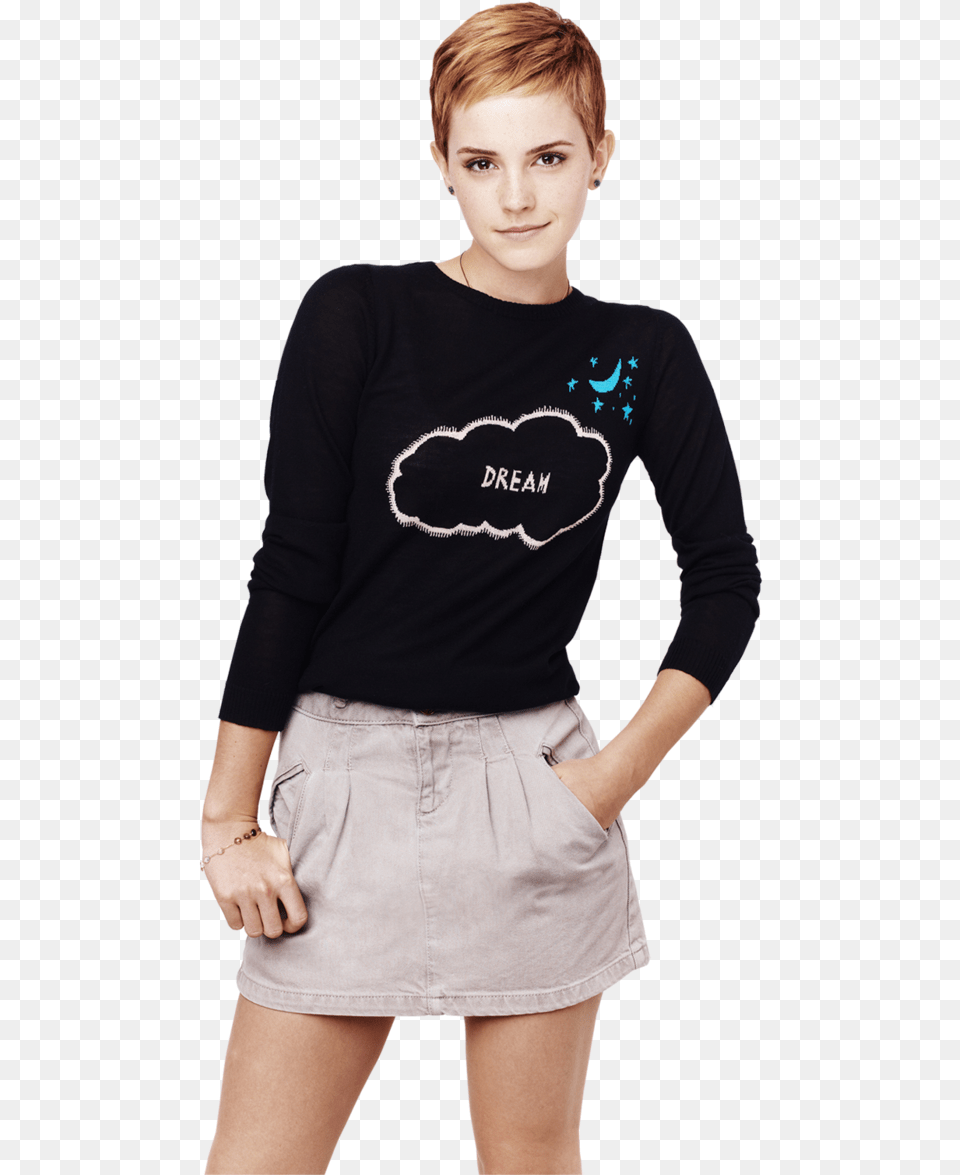 Emma Watson Hermione Granger Photo Shoot Actor Pixie Cut And Skirt, Sleeve, Miniskirt, Long Sleeve, Clothing Png Image