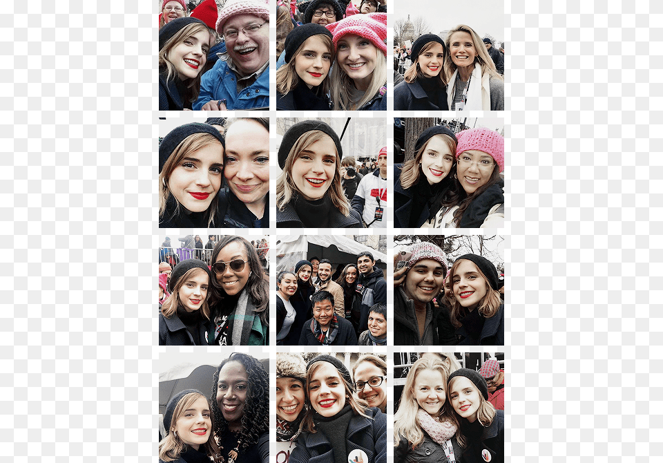 Emma Watson With Fans And Marchers At The Women39s Collage, Accessories, Face, Person, Photography Png