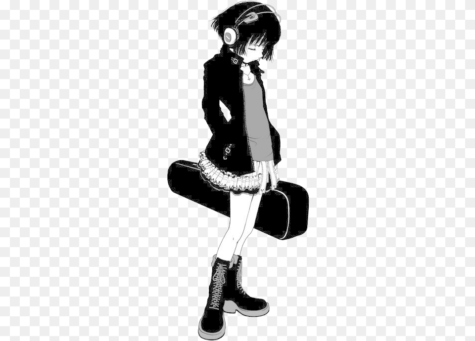 Emo Black And White Girl Anime Render By Nurulnasuha D55njby Anime Render Black And White, Book, Comics, Publication, Person Free Transparent Png