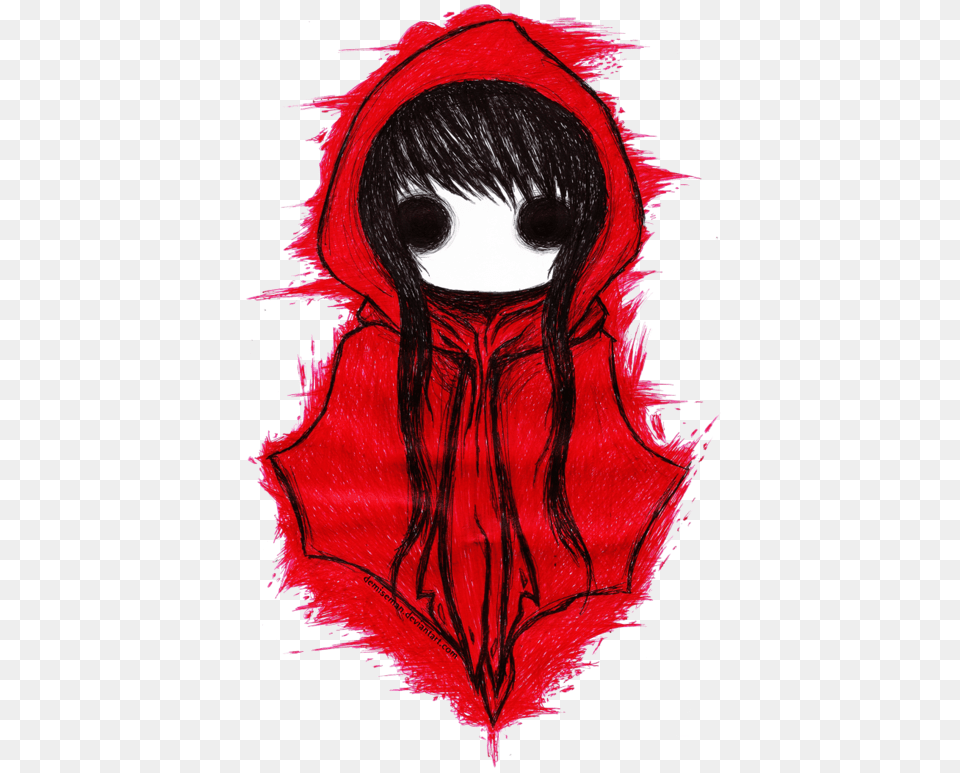 Emo Little Red Riding Hood And Red Image Caperucita Roja Dibujo Terror, Clothing, Adult, Sweatshirt, Sweater Free Png