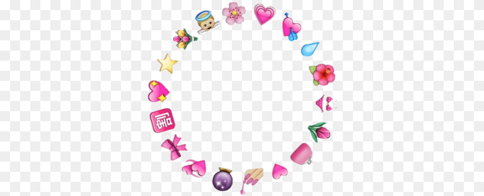 Emoji Aesthetic Heart Angel Sticker Transparent Heart Circle, Flower, Petal, Plant, Birthday Cake Png Image