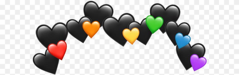 Emoji Black Rainbow Hearts Crown Rainbow Heart Black Emoji, Balloon Png