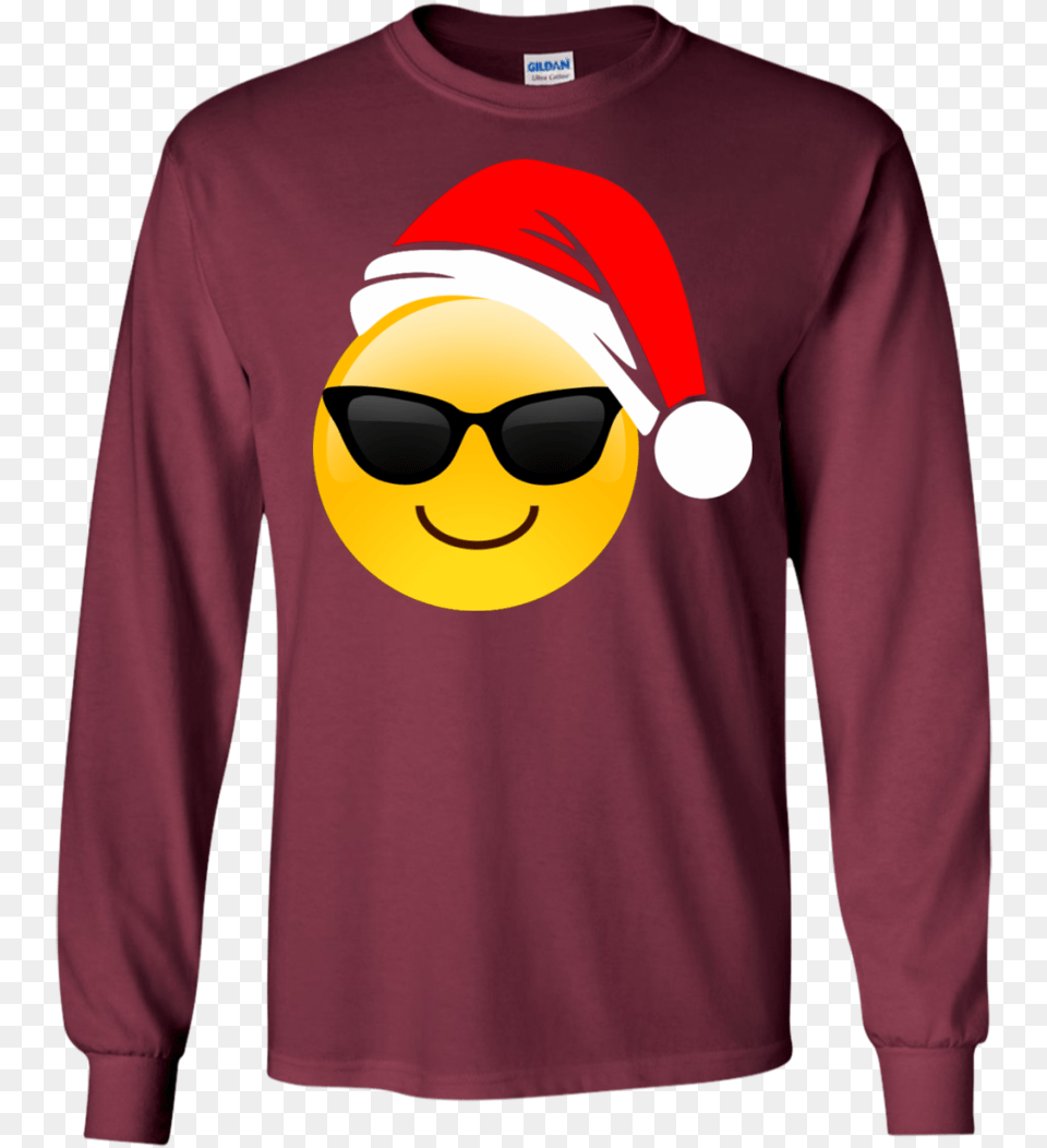 Emoji Christmas Shirt Cool Sunglasses Santa Hat Family Birthday Girl Emoji Sunglasses Shirt Smile T Shirt, Accessories, Clothing, Sleeve, Long Sleeve Png Image