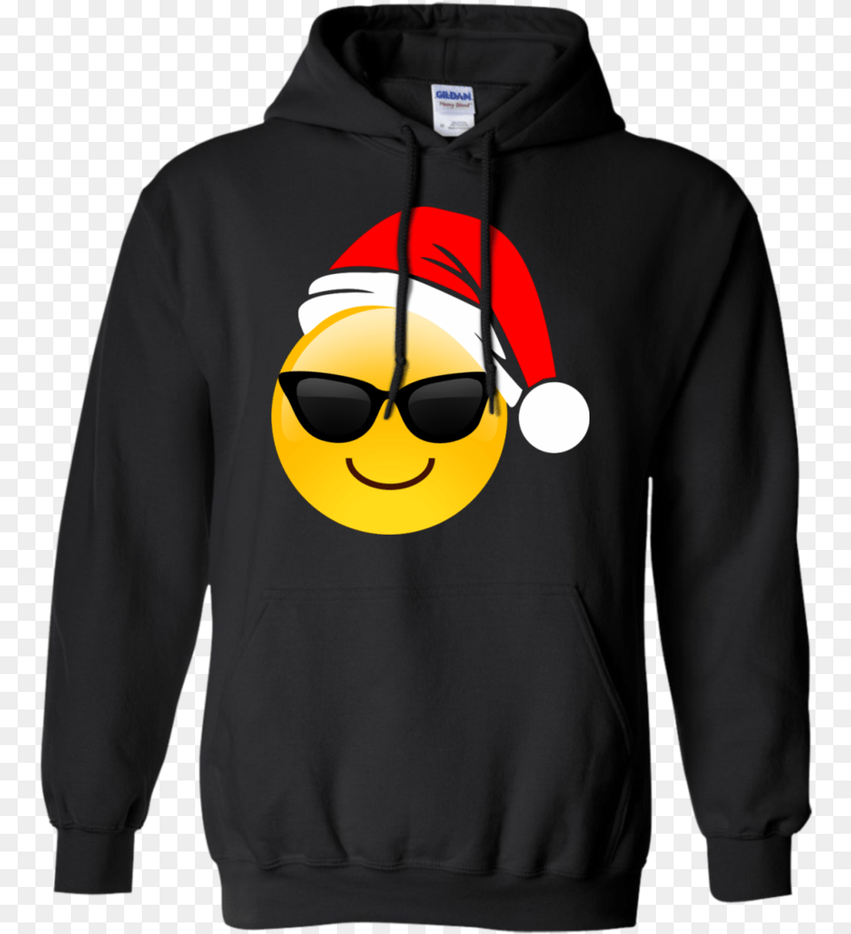 Emoji Christmas Shirt Cool Sunglasses Santa Hat Family Hoodie, Sweatshirt, Sweater, Knitwear, Clothing Free Png Download