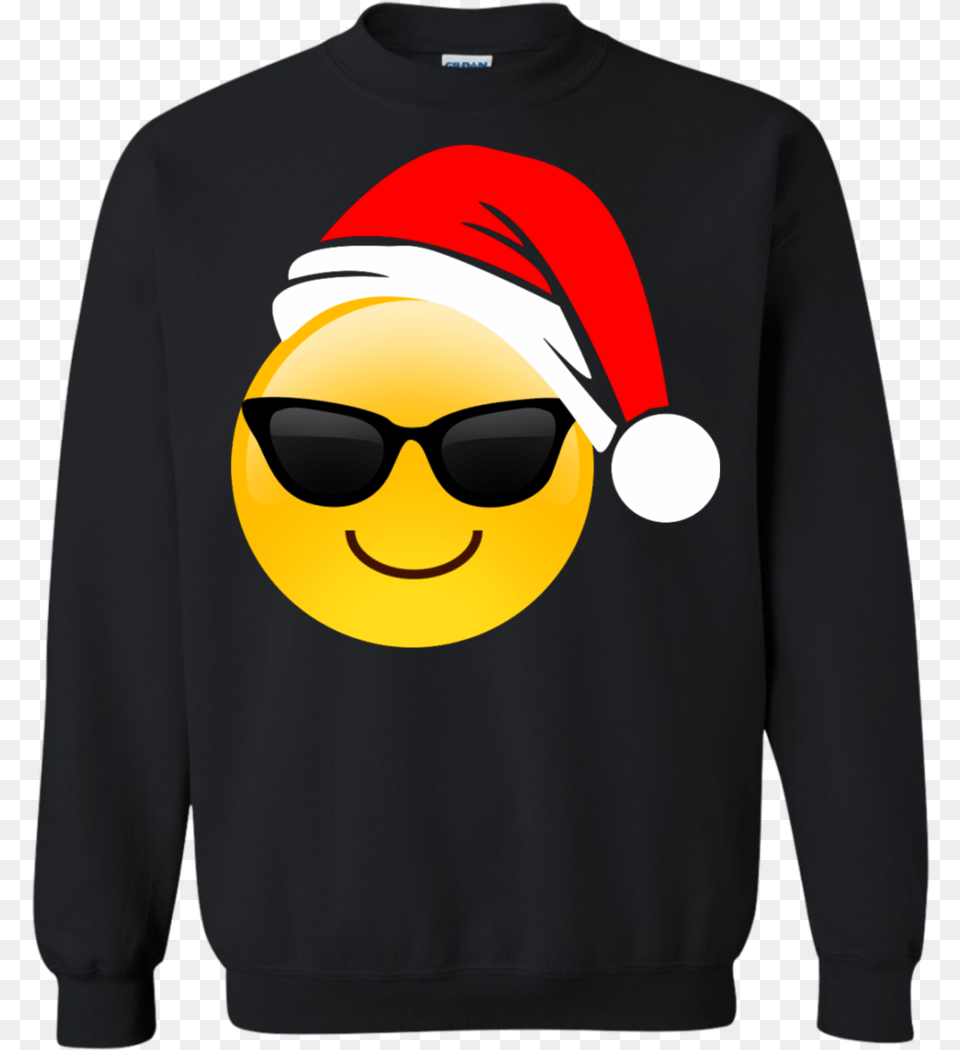 Emoji Christmas Shirt Cool Sunglasses Santa Hat Family Like Father Like Daughter, Accessories, Sweater, Sleeve, Long Sleeve Free Png Download
