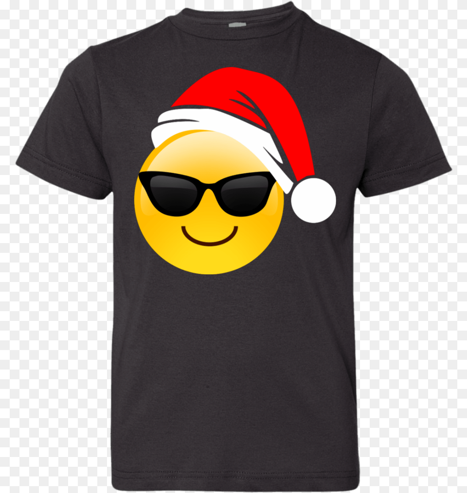Emoji Christmas Shirt Cool Sunglasses Santa Hat Family Smiley, Accessories, Clothing, T-shirt, Face Free Transparent Png