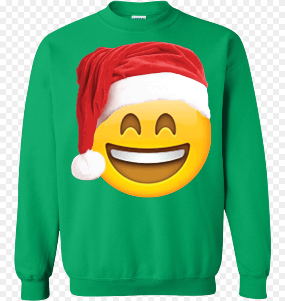 Emoji Christmas Shirt Smiley Face Santa Hat Family Oh What Fun It Is To Ride, Clothing, Knitwear, Sweater, Sweatshirt Free Transparent Png