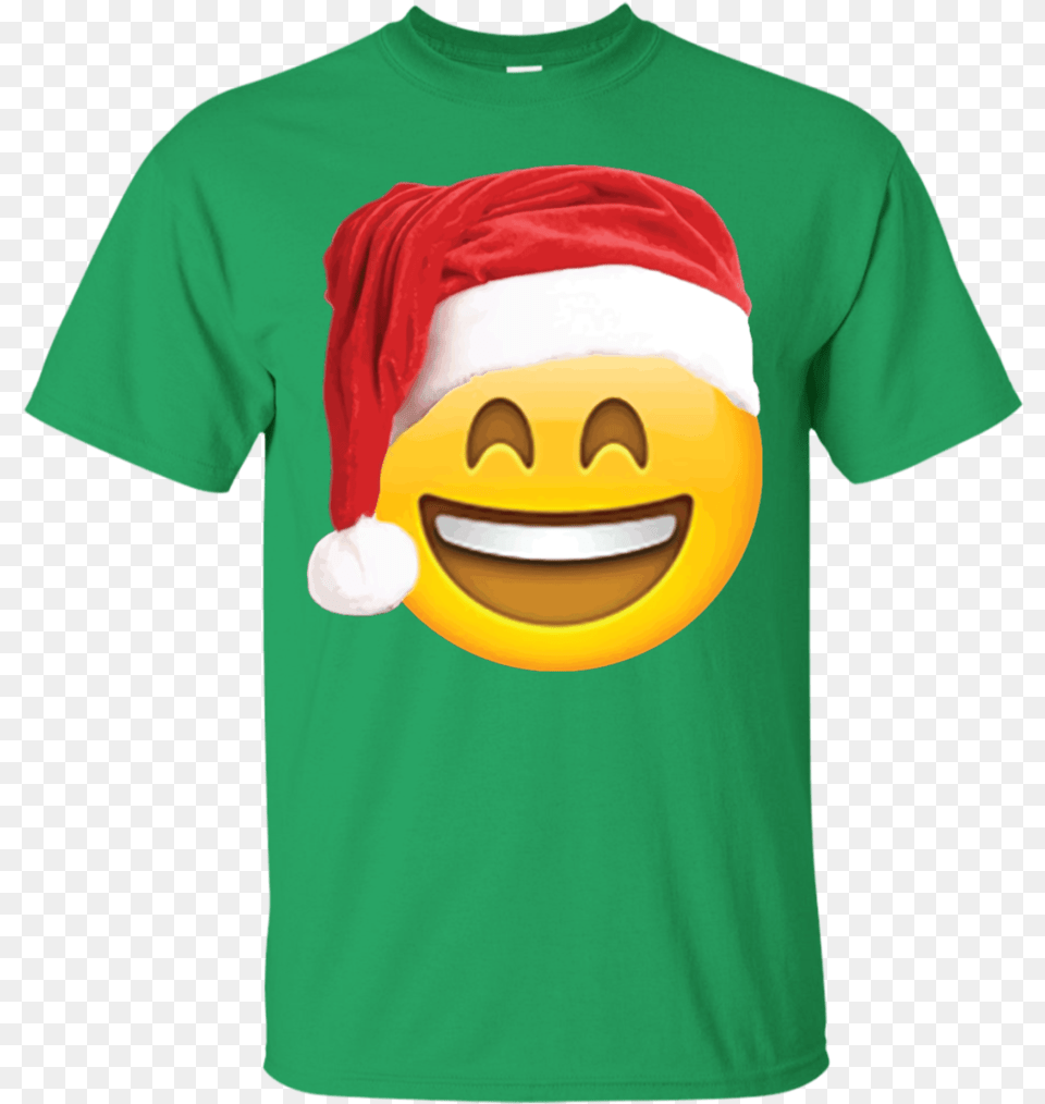 Emoji Christmas Shirt Smiley Face Santa Hat Family T Shirt, Clothing, T-shirt Free Png Download