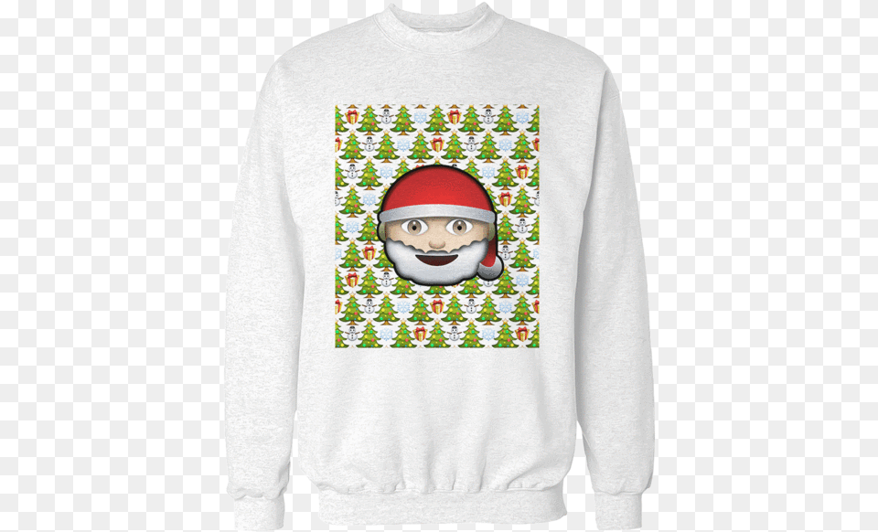 Emoji Christmas Unisex Sweatshirt Emoji Christmas Raglan Whitegreen, Clothing, Hoodie, Knitwear, Sweater Free Png