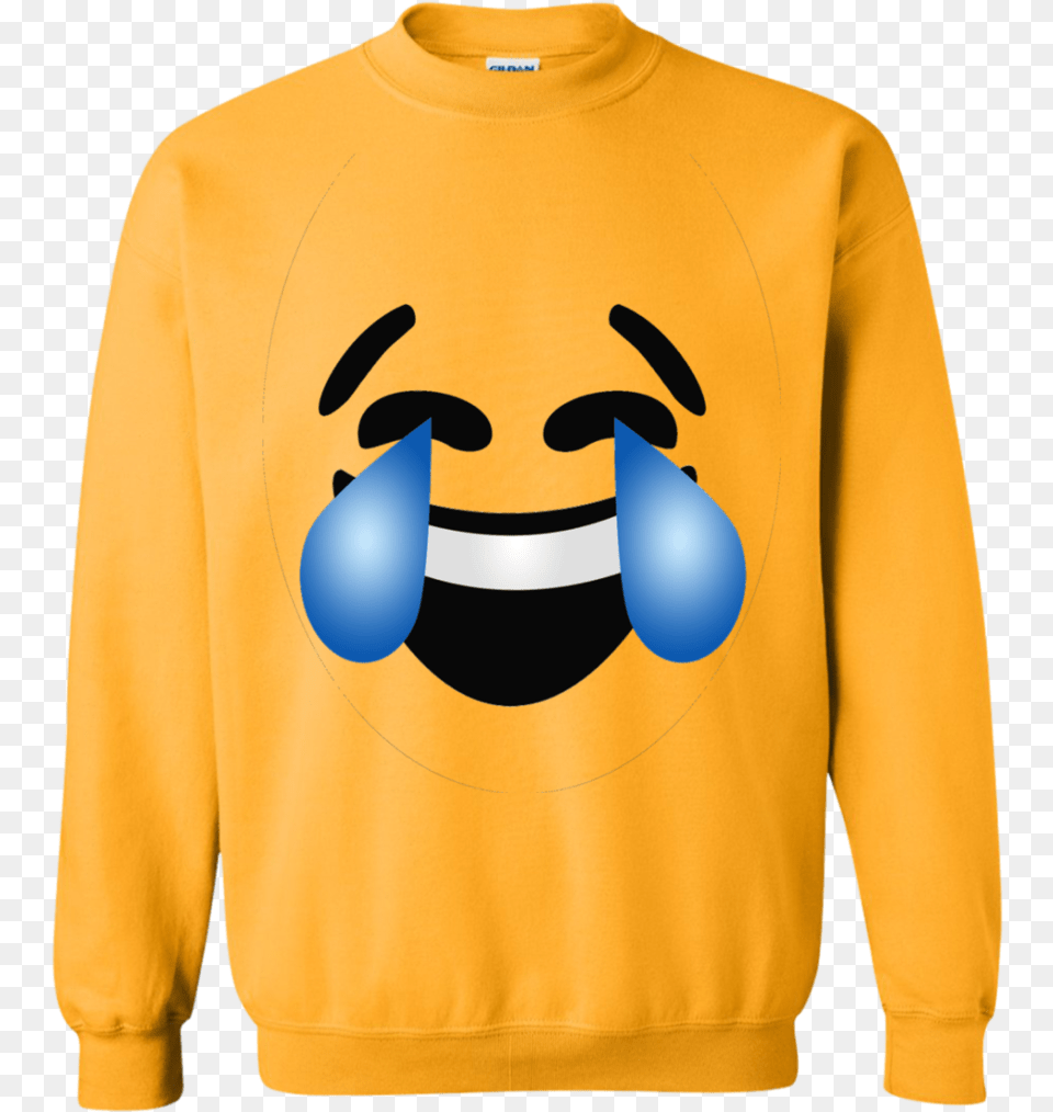 Emoji Costume Laughing Tears Of Joy Emoji Crewneck Sweater, Clothing, Knitwear, Sweatshirt, Hoodie Free Png Download