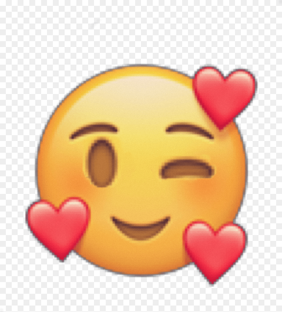 Emoji Customemoji Love Wink Hearts Soft Happy Smile Emoji With Hearts, Balloon, Face, Head, Person Free Png