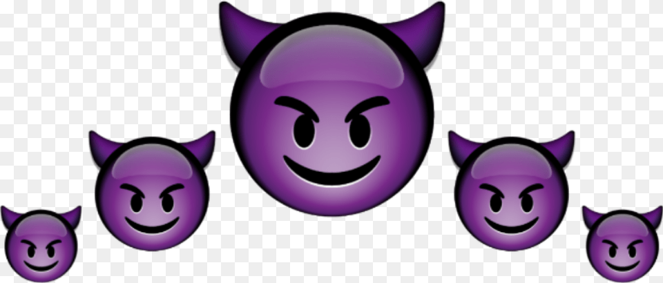 Emoji Devil Crown Corona Demonio Heartcrown Coronadecorazones Devil Emoji Sticker, Purple, Face, Head, Person Free Png Download