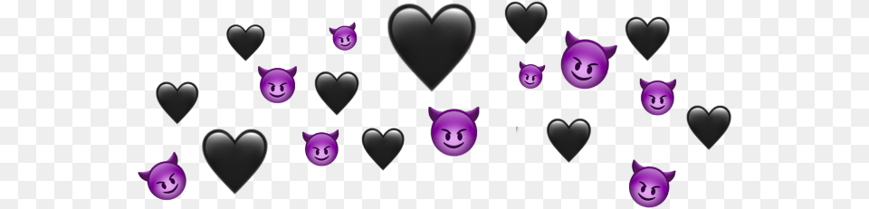 Emoji Devil Heart Blackheart Crown Crown Heart Photo Editor, Purple Png Image