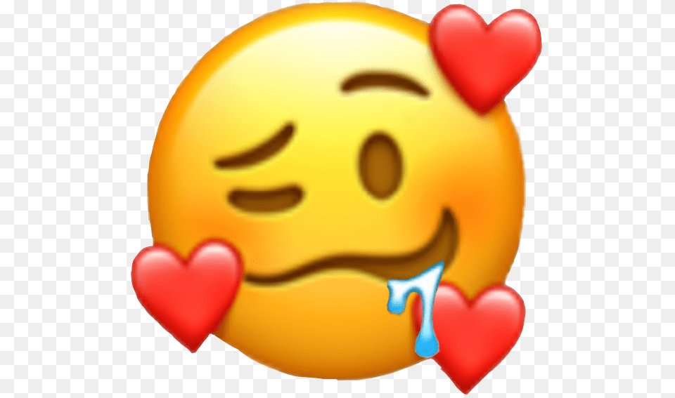 Emoji Drooling Hearts Drool Pleasing Pleased Cute Emojis, Balloon, Food, Sweets Free Transparent Png
