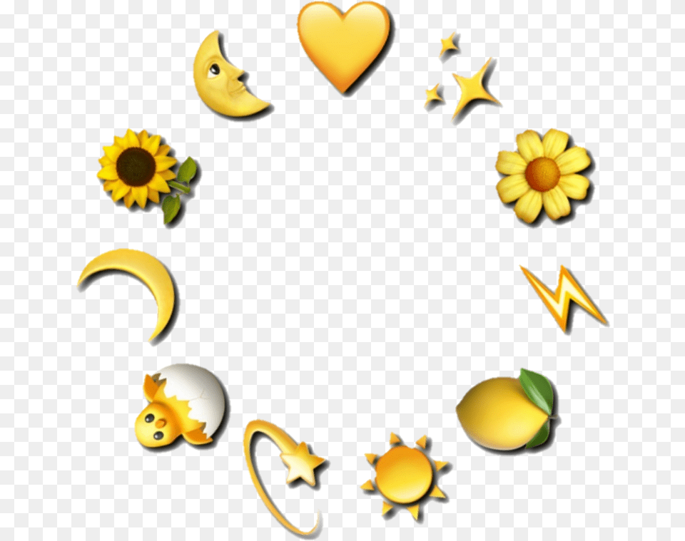 Emoji Edit Overlay Yellowemoji Yellow Icon Aesthetic Yellow Emojis, Flower, Plant, Petal, Sunflower Png