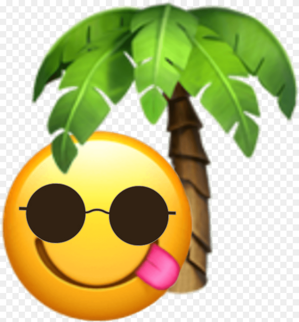 Emoji Emojibeach Emojiiphone Emojiandroid Beach Iphone Palm Tree Emoji, Leaf, Plant, Food, Fruit Free Transparent Png