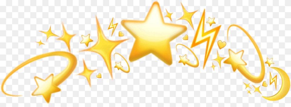 Emoji Emojicrown Stars Lightning Moon Crown Freetoedit Illustration, Star Symbol, Symbol Png Image