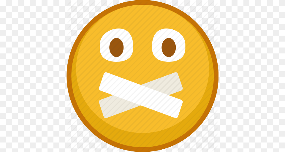Emoji Emoticon Emoticons Silence Smile Taped Zipped Icon, Disk, Food, Sweets Free Png
