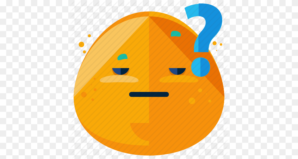 Emoji Emoticon Emotion Face Question Smiley Icon, Food, Plant, Produce, Pumpkin Png Image