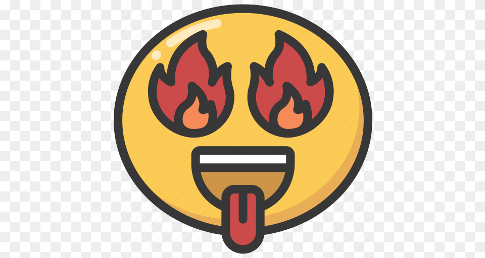 Emoji Emoticon Eyes Fire Flame Hot Lust Emoji, Logo Png Image