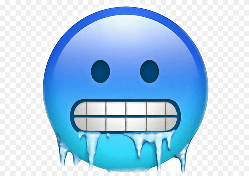 Emoji Face Cold Freezing, Sphere, Ice, Outdoors, American Football Free Png