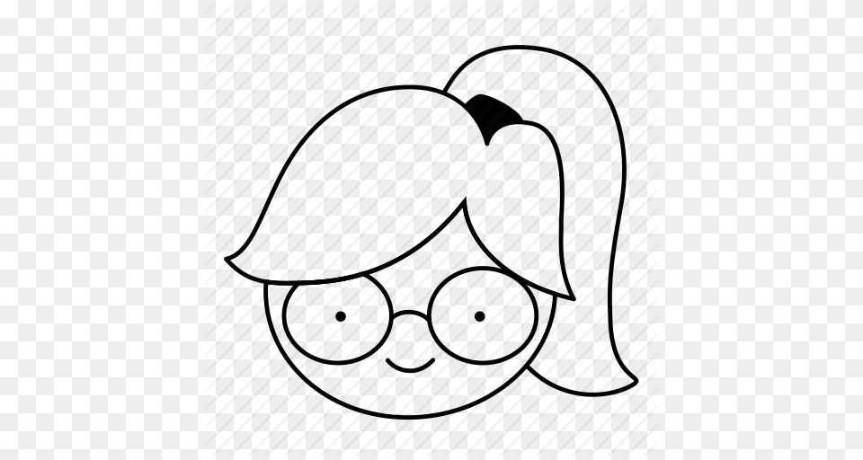 Emoji Face Geek Girl Glasses Nerd Ponytail Icon Png