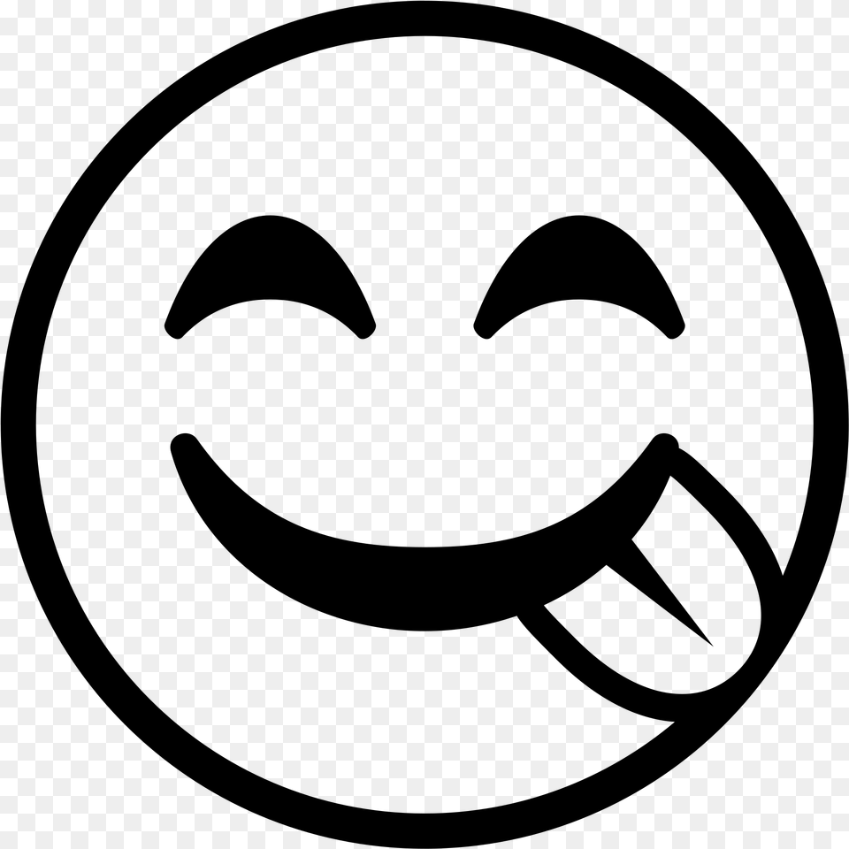 Emoji Facebook Emoticons Black Smiley Face Tongue Out, Gray Png Image