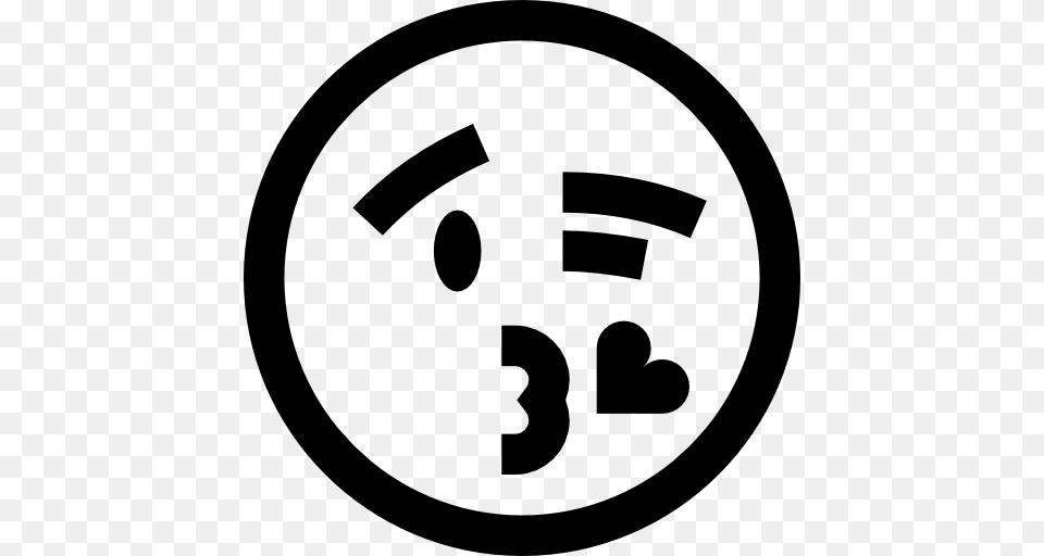 Emoji Feelings Smileys Wink Kiss Emoticons Icon, Gray Free Transparent Png