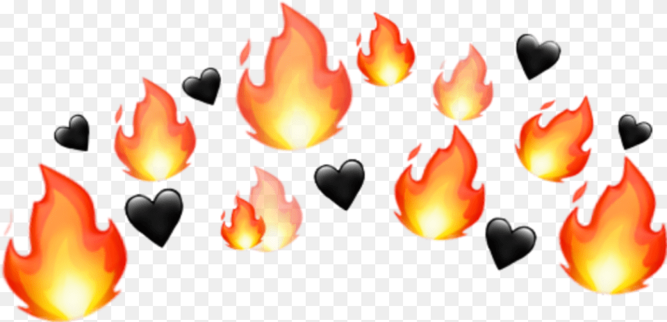 Emoji Fire Crown Black Heart S Sticker By You Look So Sexy Glasses, Flame Free Png Download