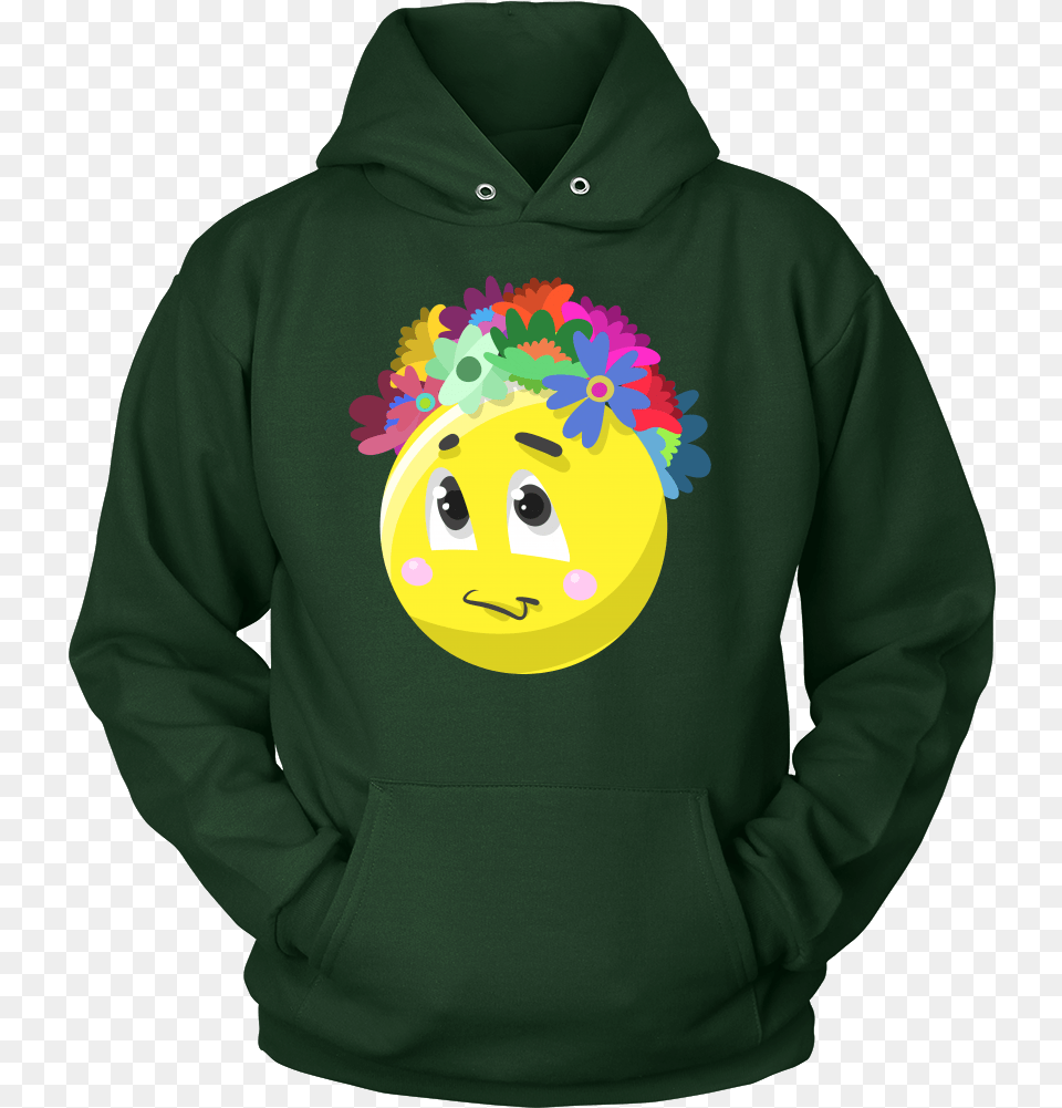 Emoji Flower Cute Face Emojis Flowery Crown Hoodie Boat Rentals T Shirt, Clothing, Knitwear, Sweater, Sweatshirt Png Image
