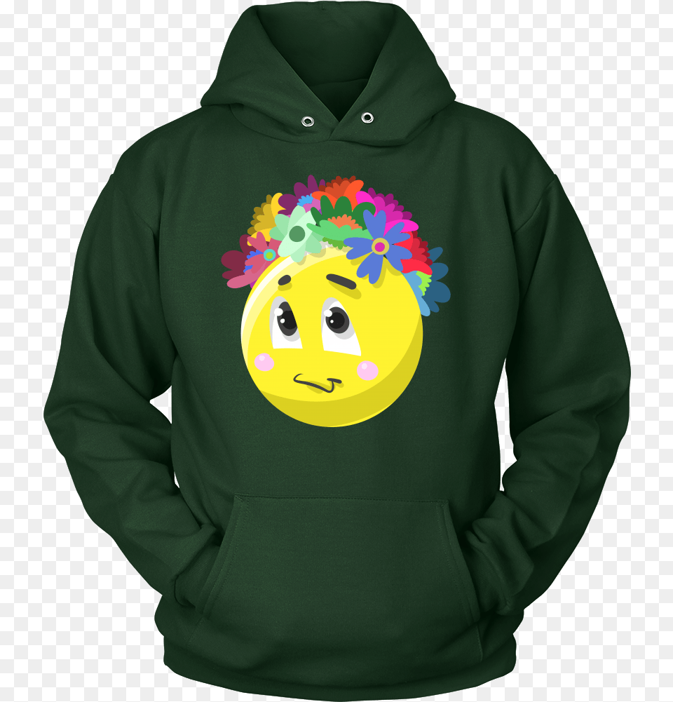 Emoji Flower Cute Face Emojis Flowery Crown Hoodie Team Valor T Shirt, Clothing, Knitwear, Sweater, Sweatshirt Free Png