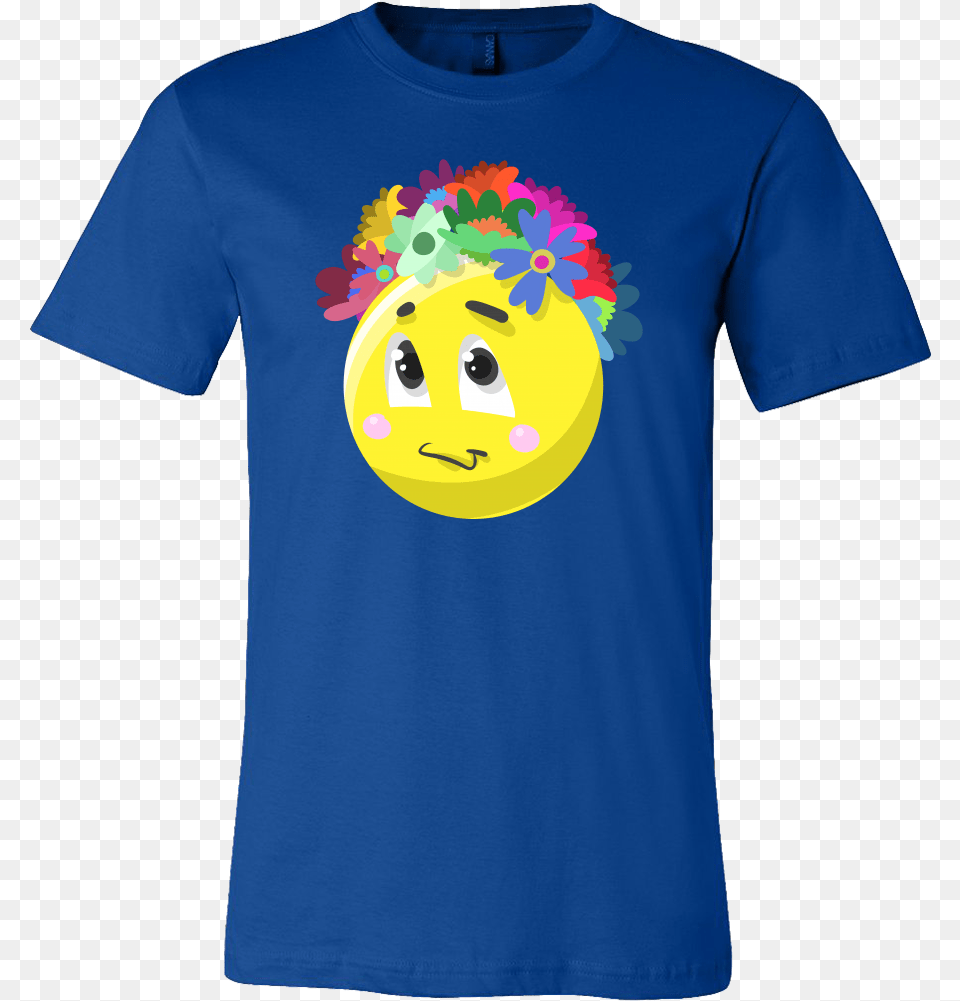 Emoji Flower Cute Face Emojis Flowery Crown T Shirt Funny Fantasy Football T Shirts, Clothing, T-shirt, Head, Person Png