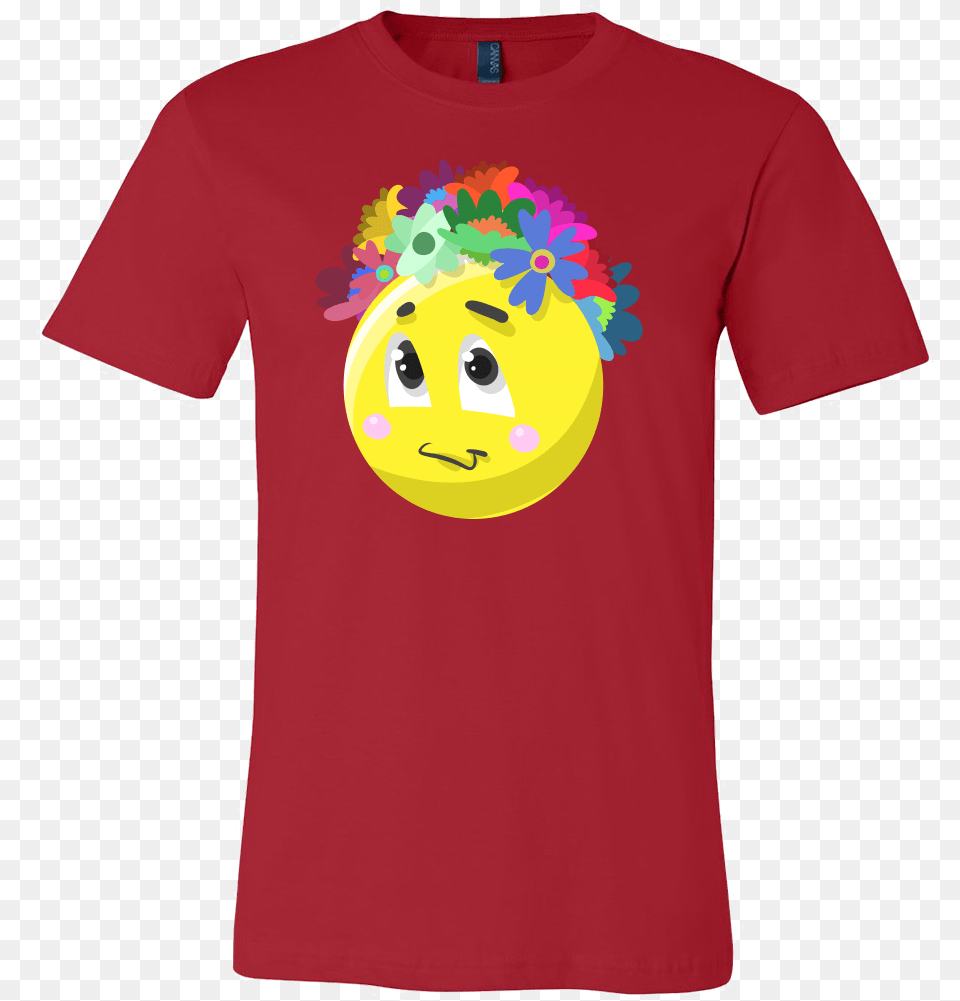 Emoji Flower Cute Face Emojis Flowery Crown T Shirt T Shirt, Clothing, T-shirt, Head, Person Free Png Download