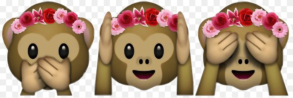 Emoji Flower Flowercrown Emojis Monkey Monkeys Emoji, Head, Person, Baby, Face Free Png