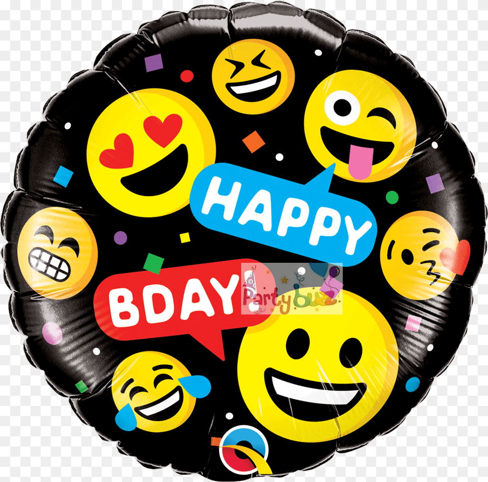 Emoji Funny Faces Foil Birthday Balloon Happy Birth Day Round, Cake, Dessert, Food, Birthday Cake Free Png