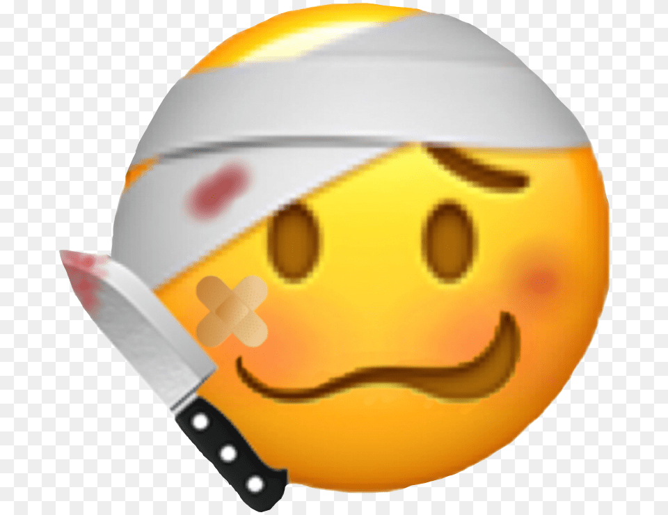 Emoji Gore Aestheticgore Blood Knife Hurti Happy Emoji With A Knife, Helmet, Playing American Football, Person, American Football Free Png Download