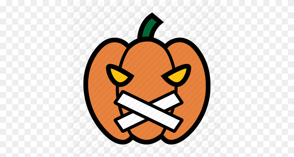 Emoji Halloween Jack O Lantern Pumpkin Quiet Silence Smiley Icon, Food, Plant, Produce, Vegetable Png Image
