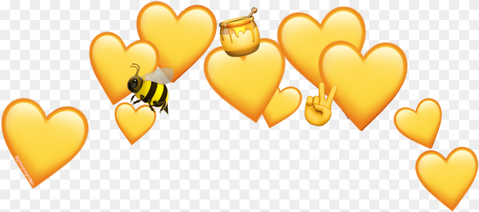 Emoji Heart Yellow Sticker Picsart Heart Yellow, Animal, Bee, Insect, Invertebrate Free Png