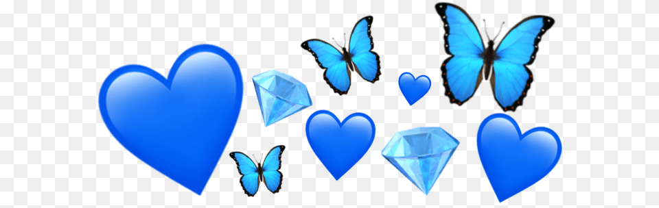 Emoji Iphone Blue Aesthetic Tumblr Crown Heart Heart, Accessories, Diamond, Gemstone, Jewelry Png Image