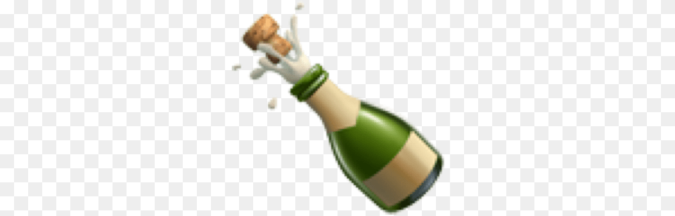 Emoji Iphoneemoji Champagne Bottle Food Dinner Newyear Beer Bottle, Smoke Pipe, Cork Free Png Download