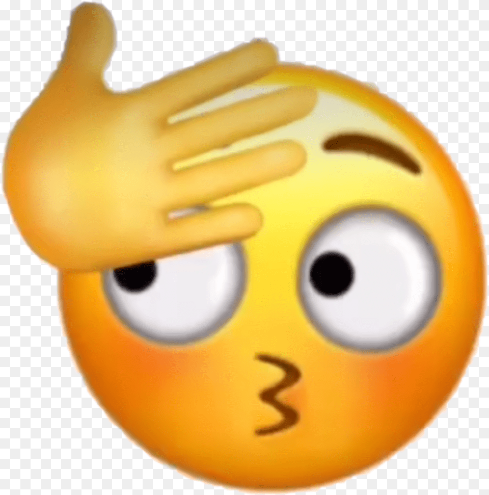Emoji Kiss Kissemoji Looking Lookingemoji Hand Hand Over Face Emoji Meme Png Image